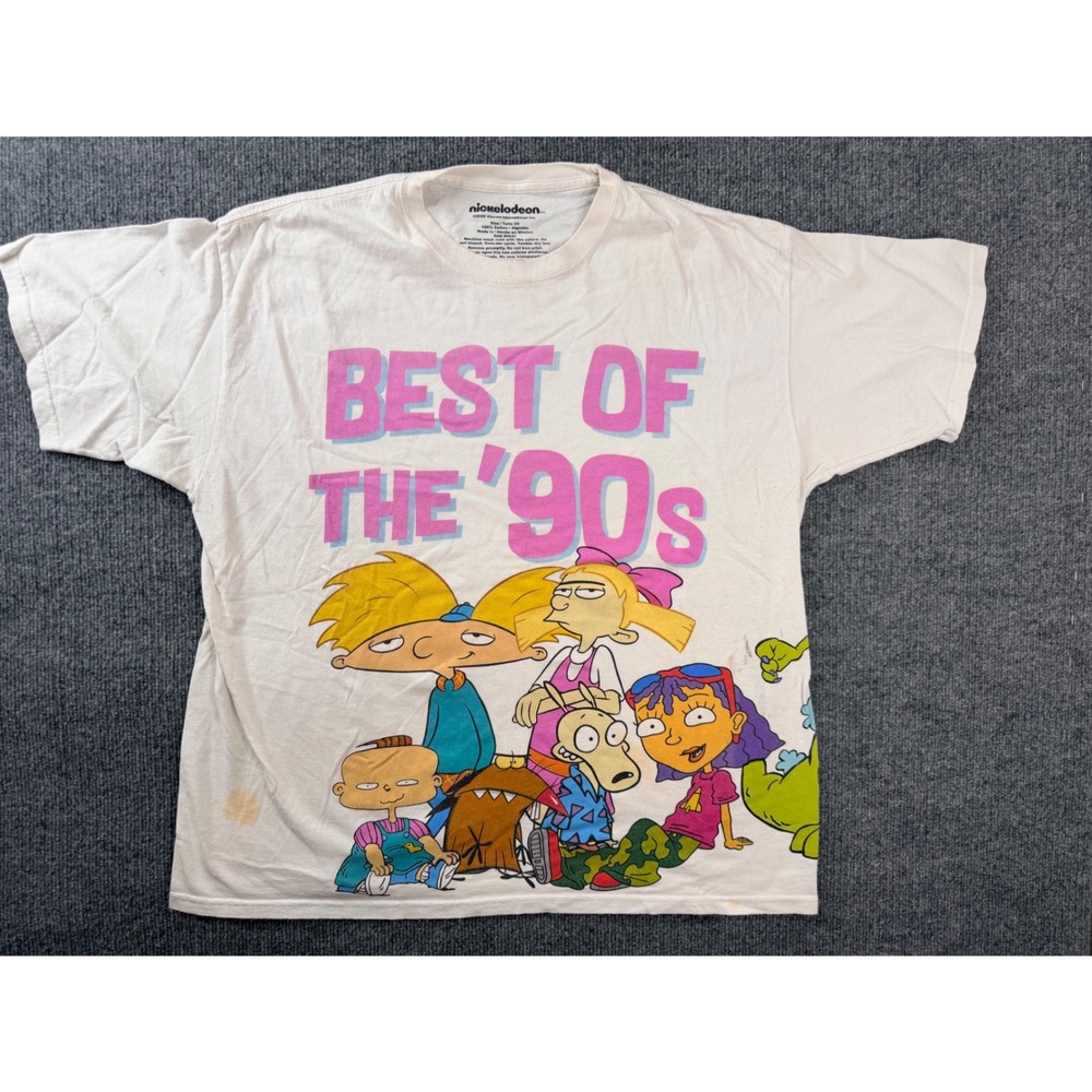 Nickelodeon Best of the 90s Shirt Mens 2X White Graphic Tee Rugrats Hey Arnold